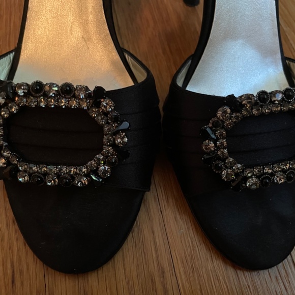 Anne Klein Black Rhinestone peep toe heels size 7.5 - Picture 5 of 6